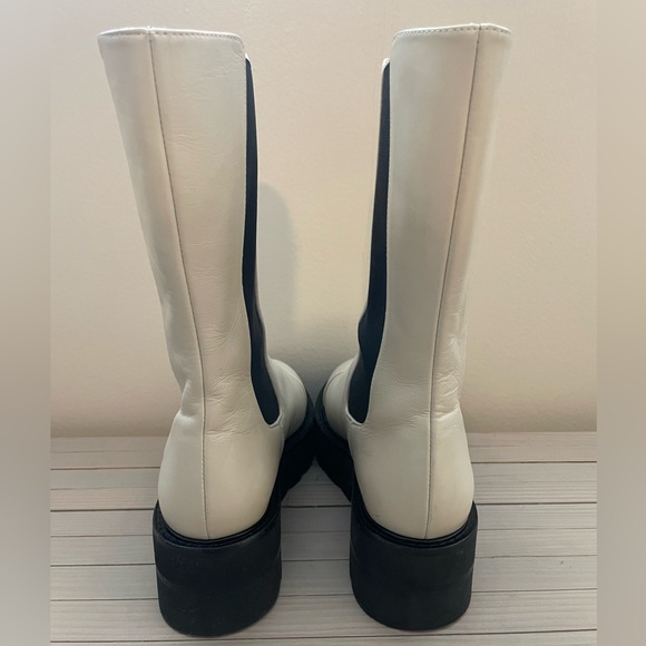 Stuart Weitzman Presley Ultralift Round Toe Platform Lug Oat White Boot 4.5 35 5 - Picture 7 of 8